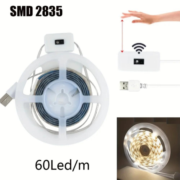 Fita de luz led usb inteligente smd2835 5v com sensor de movimento - Image 6