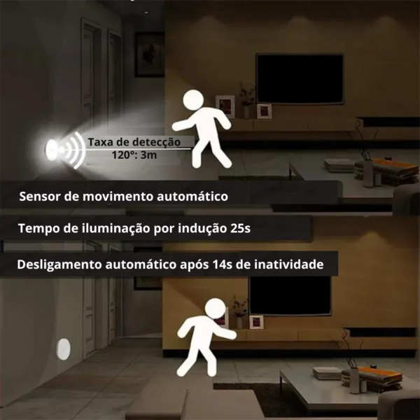 Lâmpada com indução de corpo - sem fio usb recarregável para armário, cozinha, escada, parede - Image 3